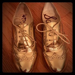 Sam Edelman Metallic Gold Oxfords